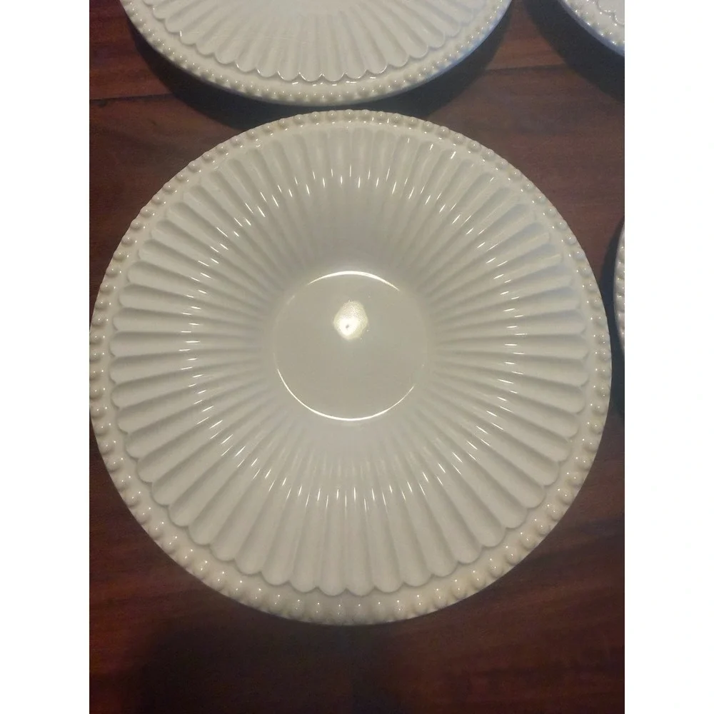 Lenox Butler's Pantry Saucers Set of 4 Cream Fluted Beaded Rim 7.25